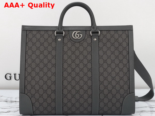 Gucci Ophidia Large Tote Bag in Grey and Black GG Supreme Canvas 724665 Replica