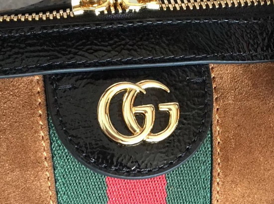 Gucci Ophidia Medium Boston Bag in Brown Suede
