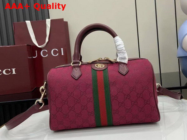 Gucci Ophidia Medium Boston Bag in Rosso Ancora Red GG Canvas 772061 Replica