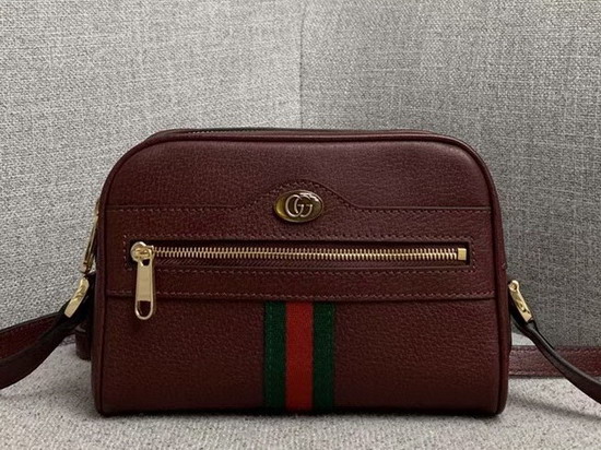 Gucci Ophidia Mini Bag in Burgundy Leather 517350