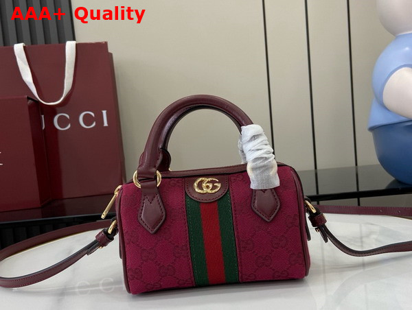 Gucci Ophidia Mini Boston Bag in Gucci Rosso Ancora Red GG Canvas 781490 Replica