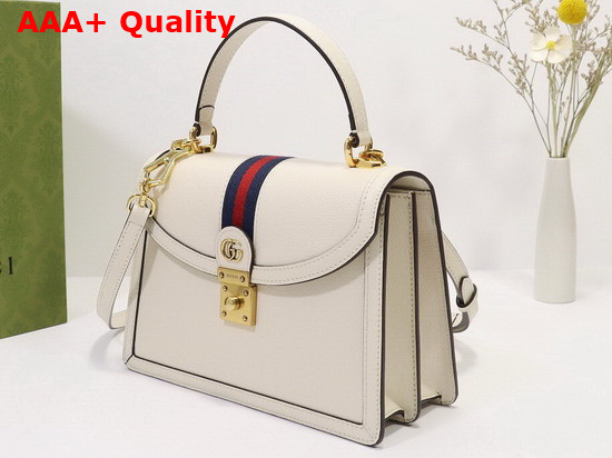 Gucci Ophidia Small Top Handle Bag with Web White Leather 651055 Replica
