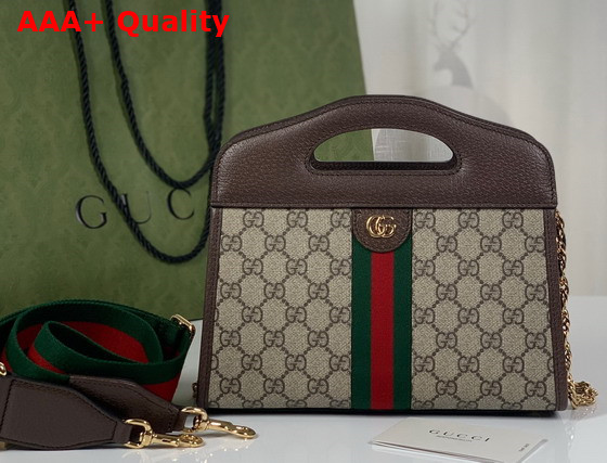 Gucci Ophidia Small Tote with Web Beige and Ebony GG Supreme Canvas 693724 Replica