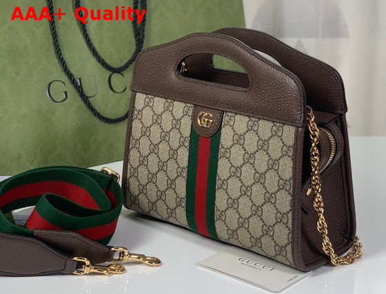 Gucci Ophidia Small Tote with Web Beige and Ebony GG Supreme Canvas 693724 Replica