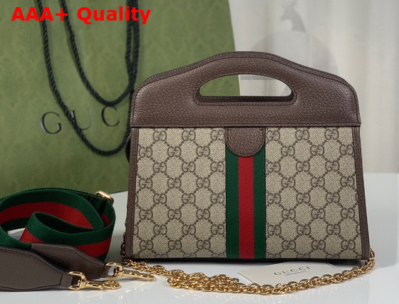 Gucci Ophidia Small Tote with Web Beige and Ebony GG Supreme Canvas 693724 Replica
