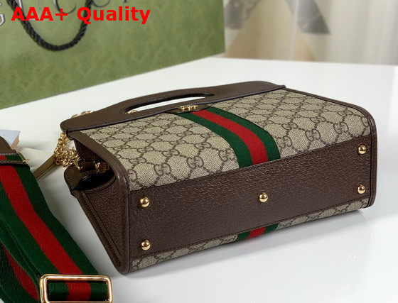 Gucci Ophidia Small Tote with Web Beige and Ebony GG Supreme Canvas 693724 Replica