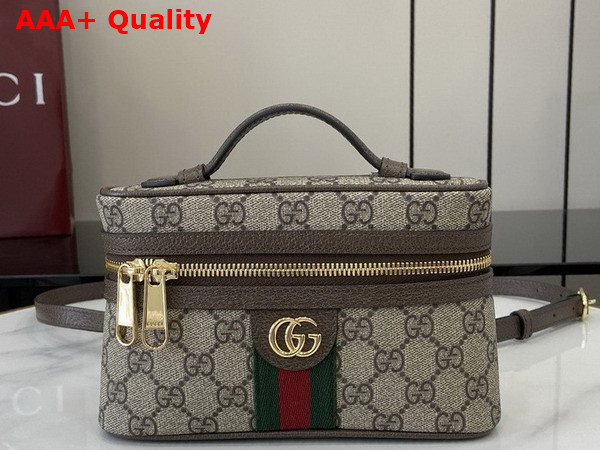 Gucci Ophidia Super Mini Shoulder Bag in Beige and Dark Brown GG Supreme Canvas 816357 Replica