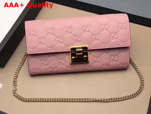 Gucci Padlock Continental Wallet in Pink Gucci Signature Leather Replica