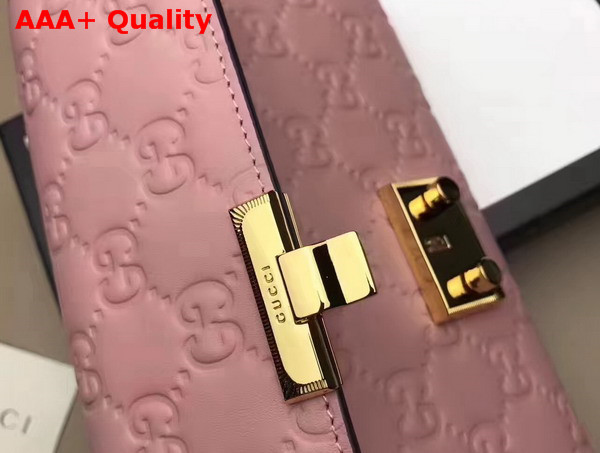 Gucci Padlock Continental Wallet in Pink Gucci Signature Leather Replica