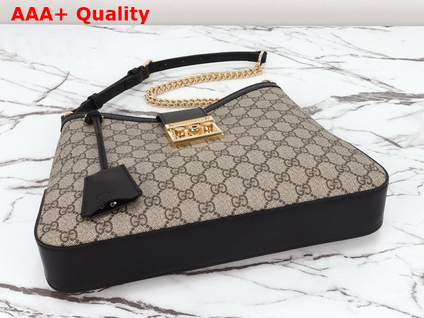 Gucci Padlock GG Medium Shoulder Bag in Beige and Ebony GG Supreme Canvas with Black Leather Trim 795113 Replica