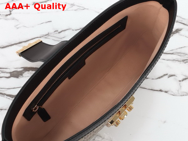 Gucci Padlock GG Medium Shoulder Bag in Beige and Ebony GG Supreme Canvas with Black Leather Trim 795113 Replica