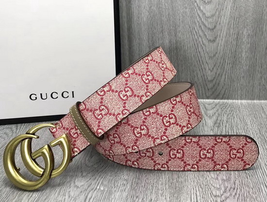 Gucci Pink GG Supreme Belt with Doulble G Buckle