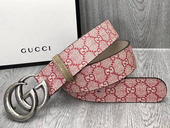 Gucci Pink GG Supreme Belt with Doulble G Buckle