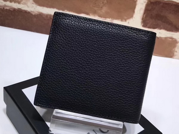 Gucci Print Leather Bi Fold Wallet in Black Leather with Gucci Vintage Logo