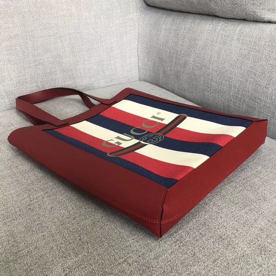 Gucci Print Medium Tote Sylvie Stripe Canvas