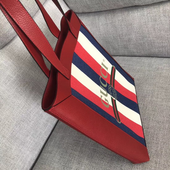 Gucci Print Medium Tote Sylvie Stripe Canvas