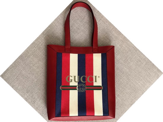 Gucci Print Medium Tote Sylvie Stripe Canvas