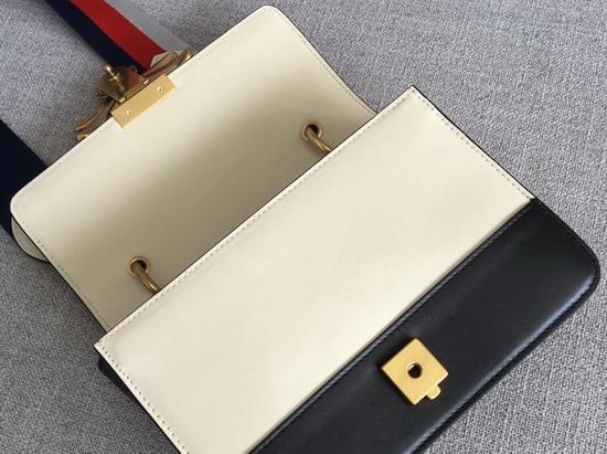 Gucci Queen Margaret Small Shoulder Bag in Black and White Leather 476542
