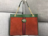 Gucci Rajah Large Tote Orange Suede 537219