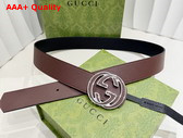 Gucci Reversible Belt with Interlocking G Buckle Brown and Black Leather 812273 Replica