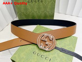 Gucci Reversible Belt with Interlocking G Buckle Light Brown and Black Leather 812273 Replica