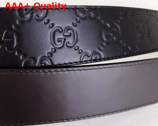 Gucci Reversible Signature Leather Belt with Gold Double G Buckle Black and Coffee Replica