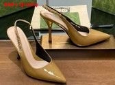 Gucci Signoria Slingback Pump in Beige Patent Leather 783821 Replica