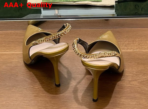 Gucci Signoria Slingback Pump in Beige Patent Leather 783821 Replica