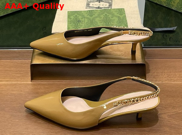 Gucci Signoria Slingback Pump in Beige Patent Leather 783832 Replica