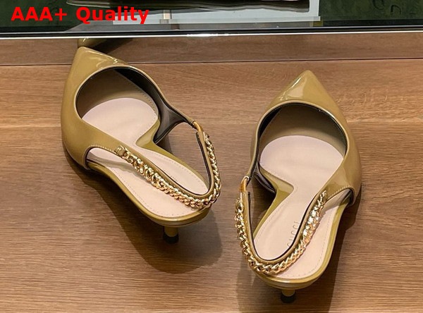 Gucci Signoria Slingback Pump in Beige Patent Leather 783832 Replica