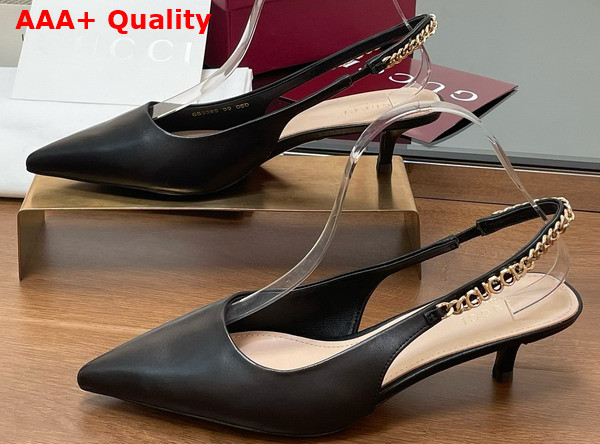 Gucci Signoria Slingback Pump in Black Leather 783832 Replica