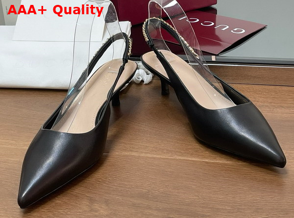 Gucci Signoria Slingback Pump in Black Leather 783832 Replica