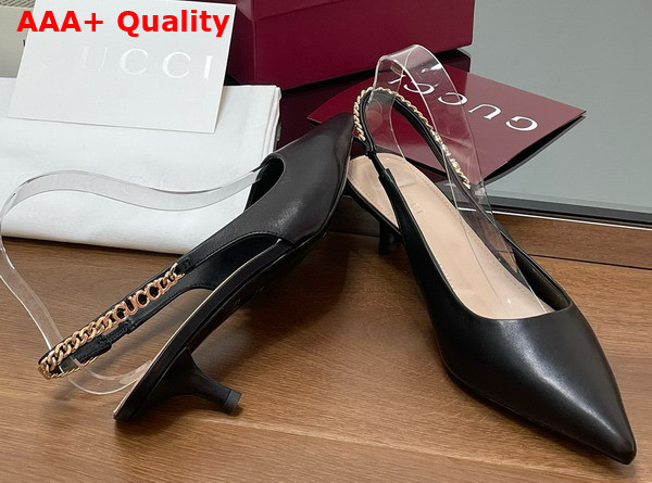 Gucci Signoria Slingback Pump in Black Leather 783832 Replica