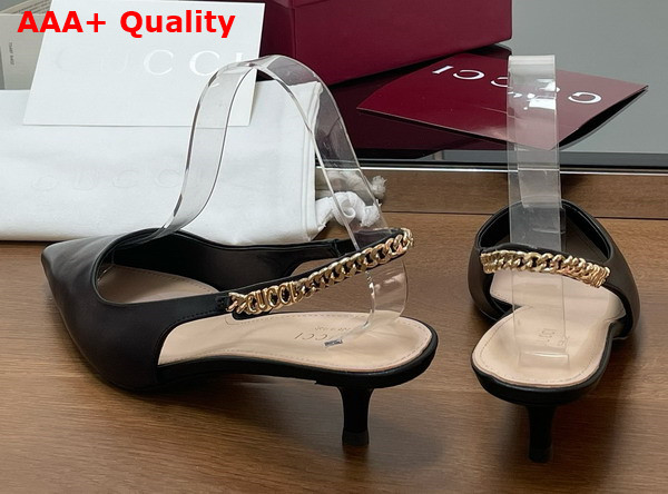 Gucci Signoria Slingback Pump in Black Leather 783832 Replica