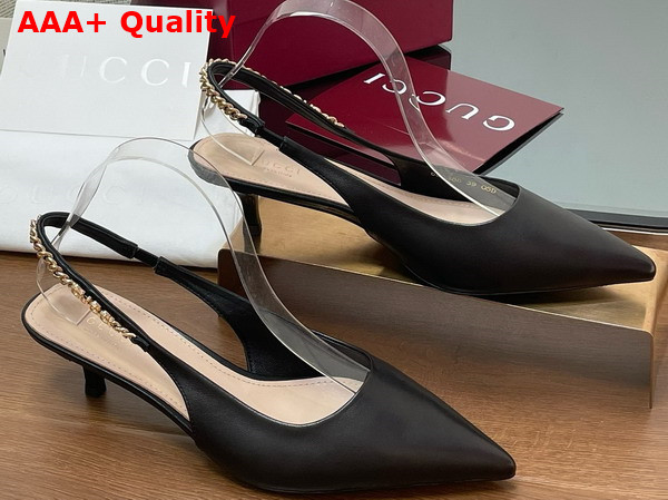 Gucci Signoria Slingback Pump in Black Leather 783832 Replica