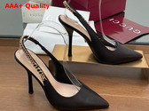 Gucci Signoria Slingback Pump in Black Leather 813001 Replica