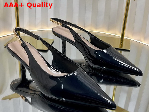 Gucci Signoria Slingback Pump in Black Patent Leather 783821 Replica