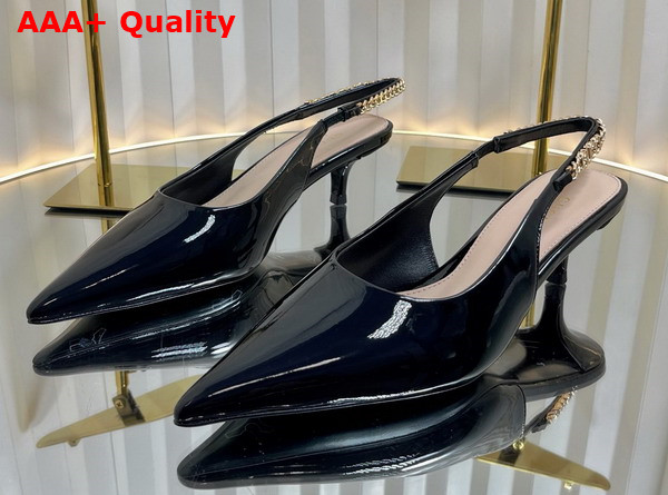 Gucci Signoria Slingback Pump in Black Patent Leather 783821 Replica