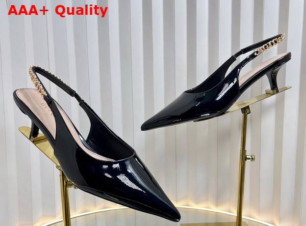 Gucci Signoria Slingback Pump in Black Patent Leather 783821 Replica