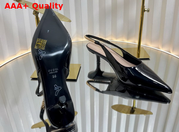 Gucci Signoria Slingback Pump in Black Patent Leather 783821 Replica