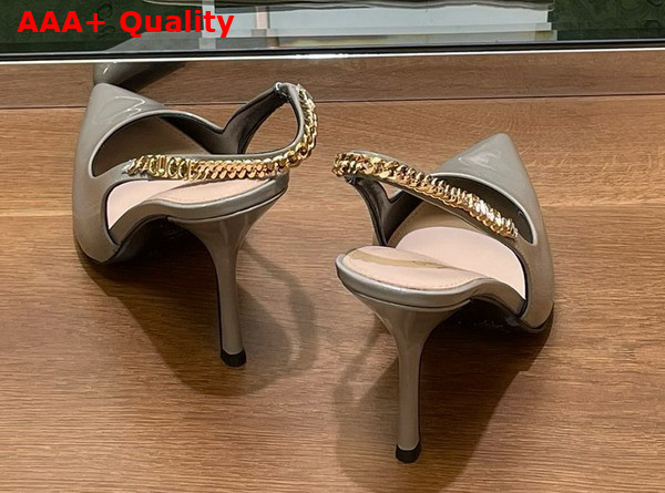 Gucci Signoria Slingback Pump in Light Grey Patent Leather 783821 Replica