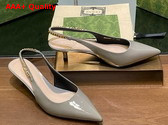 Gucci Signoria Slingback Pump in Light Grey Patent Leather 783832 Replica