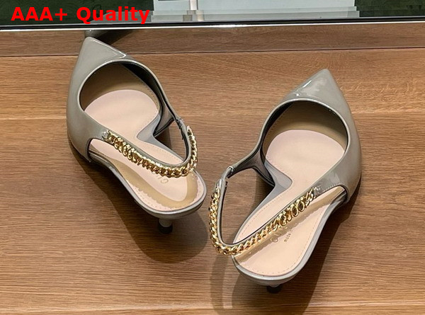 Gucci Signoria Slingback Pump in Light Grey Patent Leather 783832 Replica