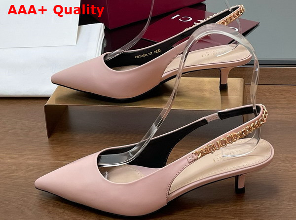 Gucci Signoria Slingback Pump in Light Pink Leather 783832 Replica
