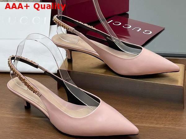 Gucci Signoria Slingback Pump in Light Pink Leather 783832 Replica