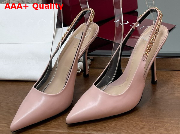 Gucci Signoria Slingback Pump in Light Pink Leather 813001 Replica