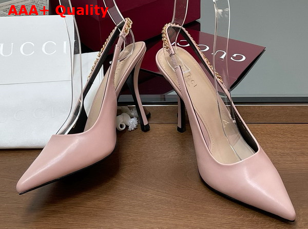 Gucci Signoria Slingback Pump in Light Pink Leather 813001 Replica