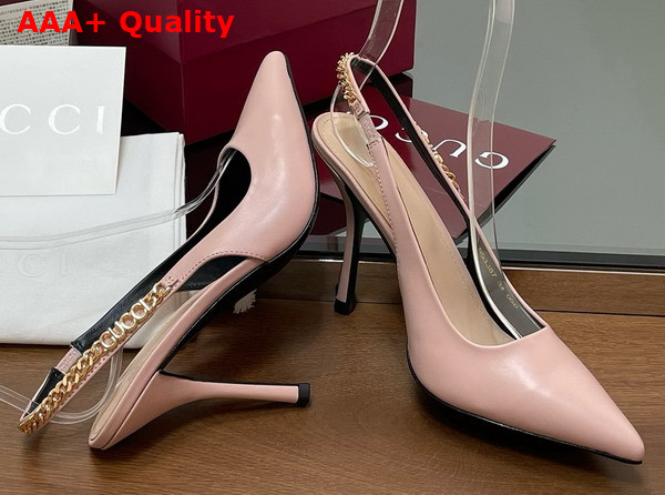 Gucci Signoria Slingback Pump in Light Pink Leather 813001 Replica