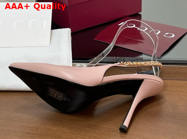 Gucci Signoria Slingback Pump in Light Pink Leather 813001 Replica