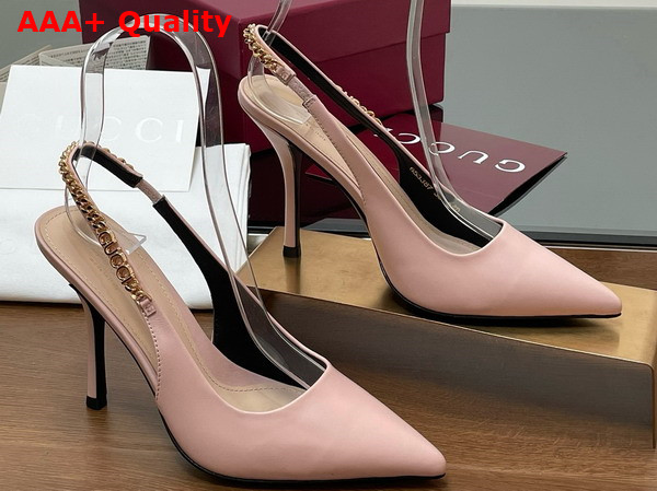Gucci Signoria Slingback Pump in Light Pink Leather 813001 Replica
